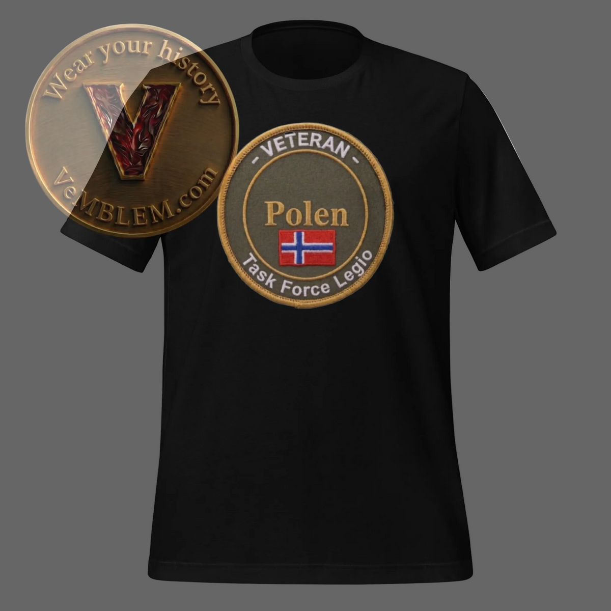 Badged - Black Task Force Legio - Veteran T-shirt